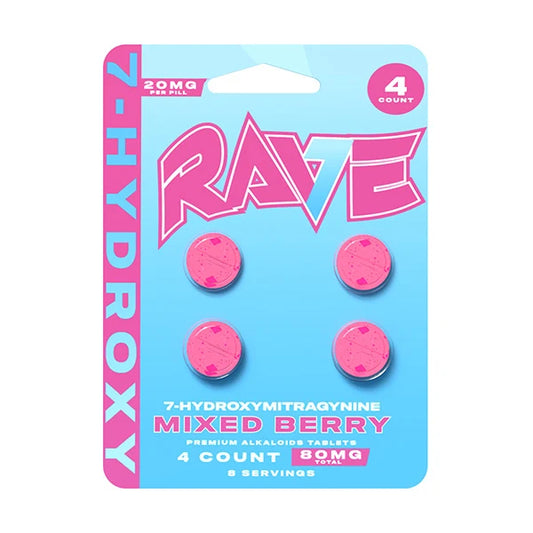 RAVE 7-Hydroxy Tablets - Mixed Berry - 20mg - 4ct