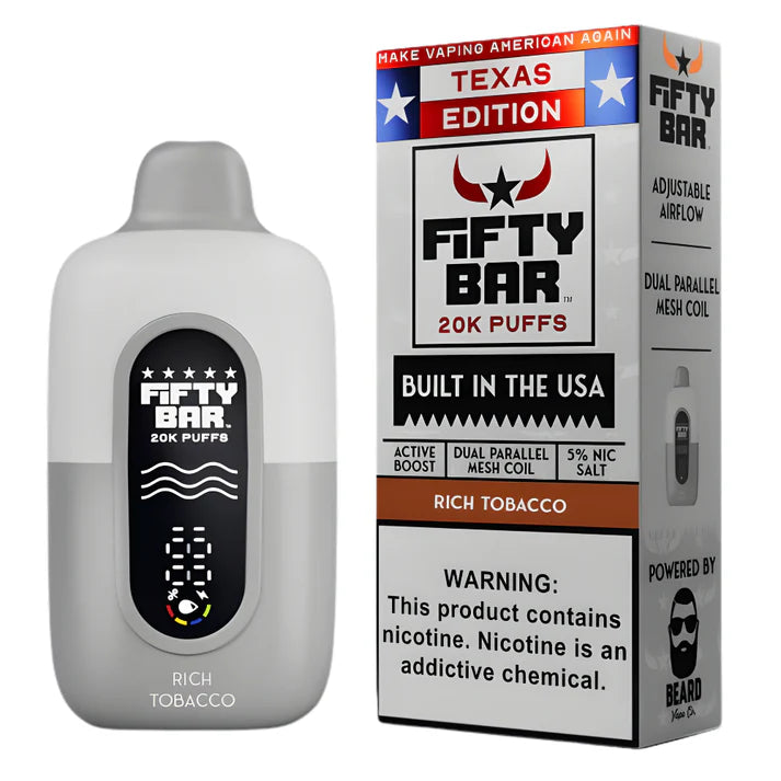 Fifty Bar 20K Puff Disposable Vape - Rich Tobacco