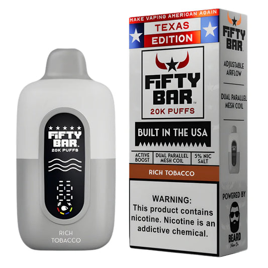 Fifty Bar 20K Puff Disposable Vape - Rich Tobacco
