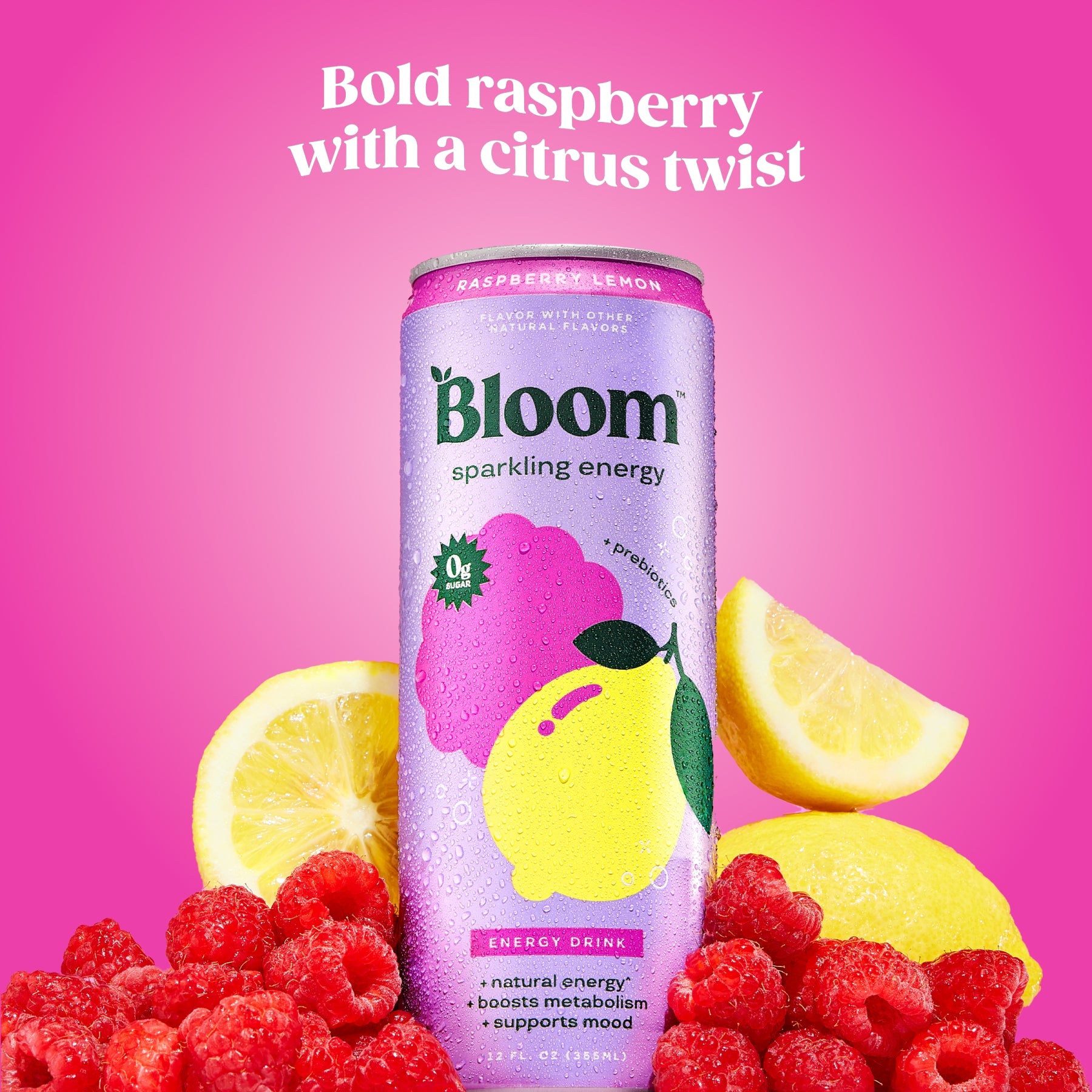 Bloom 12 fl oz Sparkling Energy Drink - Raspberry Lemon – Smokey ...