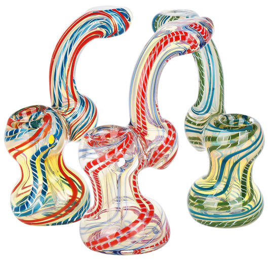 Stripe Swirl Fumed Glass Sherlock Bubbler