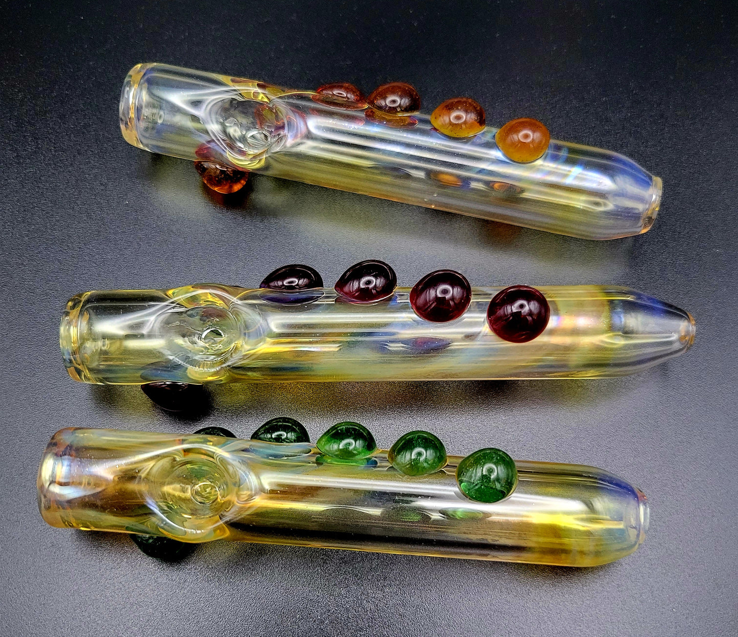 Malachite Fume Steamroller with color dots