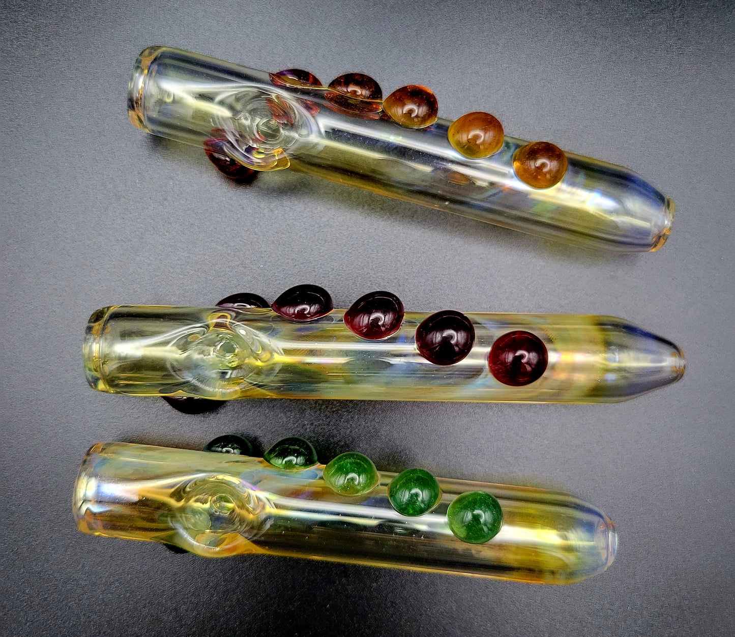 Malachite Fume Steamroller with color dots